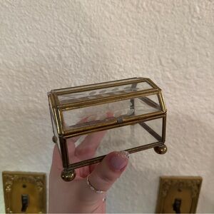 Vintage Etched Glass and Brass Trinket Box